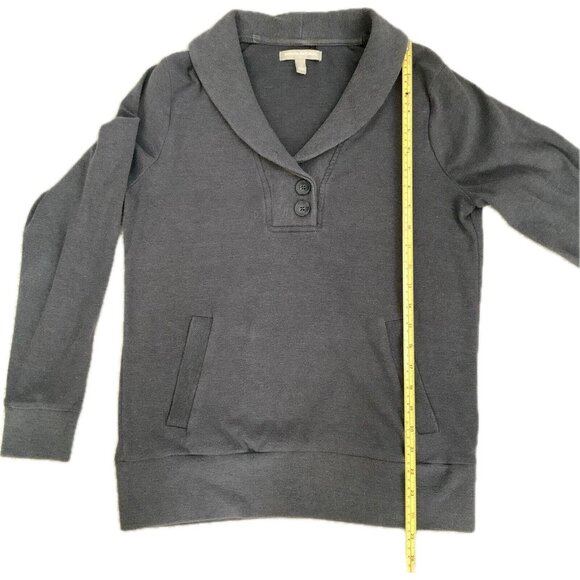 Banana Republic Shirt Womens S Gray V Neck Roll Collar Pockets Buttons Stretch - Picture 6 of 10